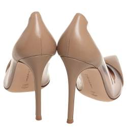 Pre Owned Gianvitto Rossi Beige PVC And Leather Plexi Pumps Size 39