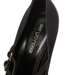 Pre Owned Sergio Rossi Black Glitter Betty Mary Jane Pumps Size 36