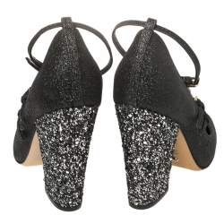 Pre Owned Sergio Rossi Black Glitter Betty Mary Jane Pumps Size 36