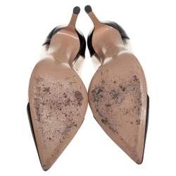 Pre Owned Gianvito Rossi Black Patent Leather And PVC Plexi Pointed Toe Pumps Size 38