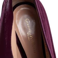 Pre Owned Gianvito Rossi Purple Velvet Vamp Peep Toe Booties Size 37.5
