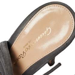 Pre Owned Gianvito Rossi Grey Suede Cutout Maxine Ankle Wrap Sandals Size 37.5