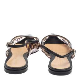 Pre Owned Gianvito Rossi Leopard Print PVC and Leather Trim Slingback Point Toe Flats Size 37