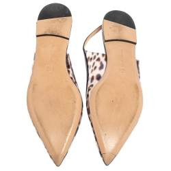 Pre Owned Gianvito Rossi Leopard Print PVC and Leather Trim Slingback Point Toe Flats Size 37
