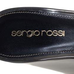 Pre Owned Gianvito Rossi Olive Green Patent Leather Wedge Platform Sandals Size 37