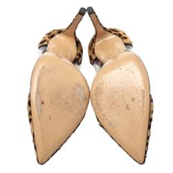 Pre Owned Gianvito Rossi Beige/Brown Calf Hair And PVC Plexi Pointed Toe Pumps Size 36