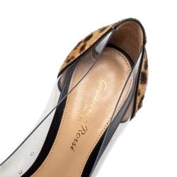 Pre Owned Gianvito Rossi Beige/Brown Calf Hair And PVC Plexi Pointed Toe Pumps Size 36