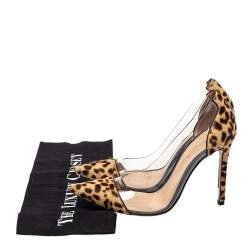 Pre Owned Gianvito Rossi Beige/Brown Calf Hair And PVC Plexi Pointed Toe Pumps Size 36