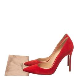 Pre Owned Gianvito Rossi Red Suede Pointed Toe Pumps Size 39
