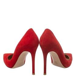 Pre Owned Gianvito Rossi Red Suede Pointed Toe Pumps Size 39