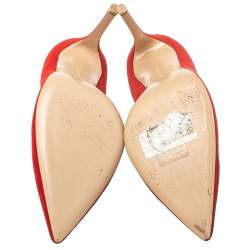 Pre Owned Gianvito Rossi Red Suede Pointed Toe Pumps Size 39