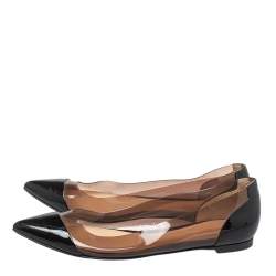 Pre Owned Gianvito Rossi Black Patent Leather And PVC Plexi Ballet Flats Size 39