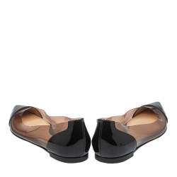 Pre Owned Gianvito Rossi Black Patent Leather And PVC Plexi Ballet Flats Size 39