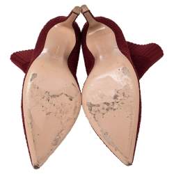 Pre Owned Gianvito Rossi Red Knit Fabric Sock Ankle Boots Size 40