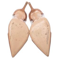 Pre Owned Gianvito Rossi Beige Patent Leather And PVC Plexi Pumps Size 37