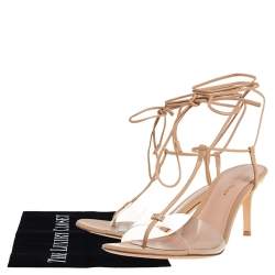 Pre Owned Gianvito Rossi Beige PVC And Leather Gwyneth Sandals Size 37.5