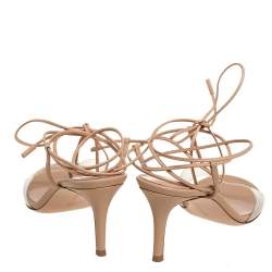 Pre Owned Gianvito Rossi Beige PVC And Leather Gwyneth Sandals Size 37.5