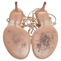 Pre Owned Gianvito Rossi Beige PVC And Leather Gwyneth Sandals Size 37.5