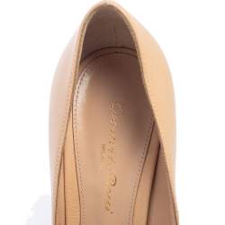 Pre Owned Gianvito Rossi Beige Leather Pointed Toe Gianvito Pumps Size 37
