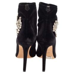 مملوكة مسبقًا Giuseppe Zanotti Black Velvet Crystal Embellished Ankle Boots Size 41