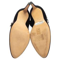 مملوكة مسبقًا Giuseppe Zanotti Black Velvet Crystal Embellished Ankle Boots Size 41