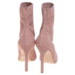 Pre Owned Gianvito Rossi Pink Stretch Fabric Ankle Boots Size 40.5