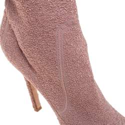 Pre Owned Gianvito Rossi Pink Stretch Fabric Ankle Boots Size 40.5