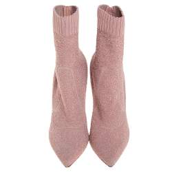 Pre Owned Gianvito Rossi Pink Stretch Fabric Ankle Boots Size 40.5