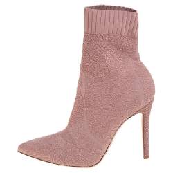 Pre Owned Gianvito Rossi Pink Stretch Fabric Ankle Boots Size 40.5