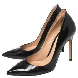 Pre Owned Gianvito Rossi Black Patent Leather Pointed Toe Pumps Size 38