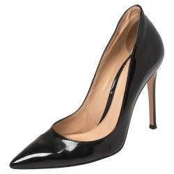 Pre Owned Gianvito Rossi Black Patent Leather Pointed Toe Pumps Size 38