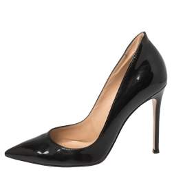 Pre Owned Gianvito Rossi Black Patent Leather Pointed Toe Pumps Size 38