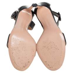 Pre Owned Gianvito Rossi Black Leather Portofino Ankle Strap Sandals Size 36