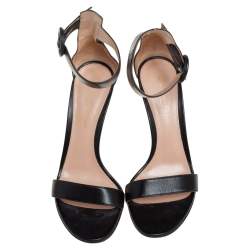 Pre Owned Gianvito Rossi Black Leather Portofino Ankle Strap Sandals Size 36