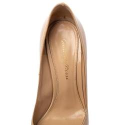 Pre Owned Gianvito Rossi Beige Patent Leather Pumps Size 35