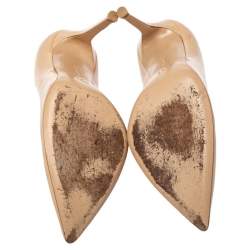 Pre Owned Gianvito Rossi Beige Patent Leather Pumps Size 35