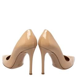 Pre Owned Gianvito Rossi Beige Patent Leather Pumps Size 35