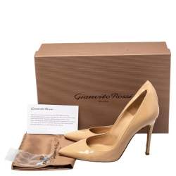 Pre Owned Gianvito Rossi Beige Patent Leather Pumps Size 35