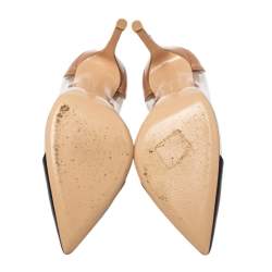 Pre Owned Gianvito Rossi Nude/Black Patent Leather And PVC Plexi Pointed Toe Pumps Size 35