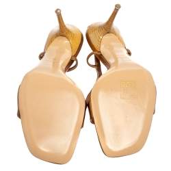 Pre Owned Gianvito Rossi Metallic Gold Leather Slingback Sandals Size 38.5