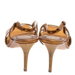 Pre Owned Gianvito Rossi Metallic Gold Leather Slingback Sandals Size 38.5
