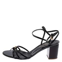 Pre Owned Gianvito Rossi Black Patent Leather Strappy Sandals Size 37.5