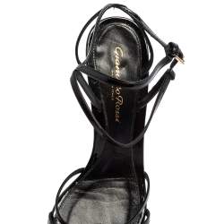 Pre Owned Gianvito Rossi Black Patent Leather Strappy Sandals Size 37.5
