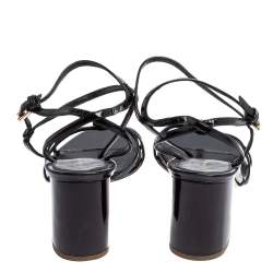 Pre Owned Gianvito Rossi Black Patent Leather Strappy Sandals Size 37.5