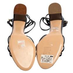 Pre Owned Gianvito Rossi Black Patent Leather Strappy Sandals Size 37.5