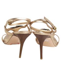 Pre Owned Gianvito Rossi Gold Leather Ankle Strap Sandals Size 39.5