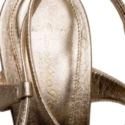 Pre Owned Gianvito Rossi Gold Leather Ankle Strap Sandals Size 39.5