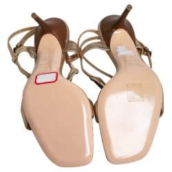 Pre Owned Gianvito Rossi Gold Leather Ankle Strap Sandals Size 39.5