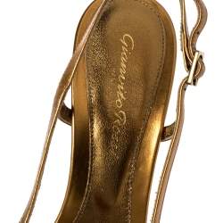 Pre Owned Gianvito Rossi Gold Leather Slingback Sandals Size 38