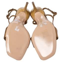 Pre Owned Gianvito Rossi Gold Leather Slingback Sandals Size 38